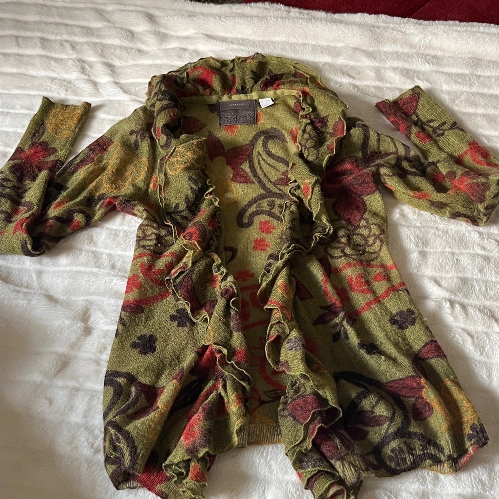 Anthropologie Guinevere Avant Garde Floral Mohair & Merino Wool Cardigan - Picture 4 of 8